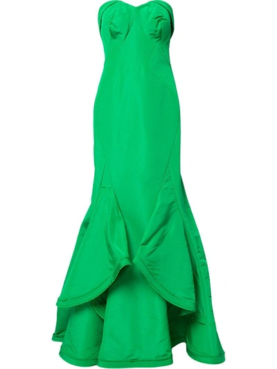 Zac Posen Sweetheart Neck Mermaid Gown - Green