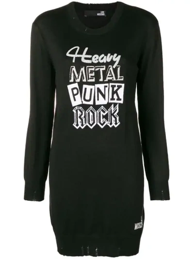 Love Moschino Heavy Metal Punk Knitted Dress - Black