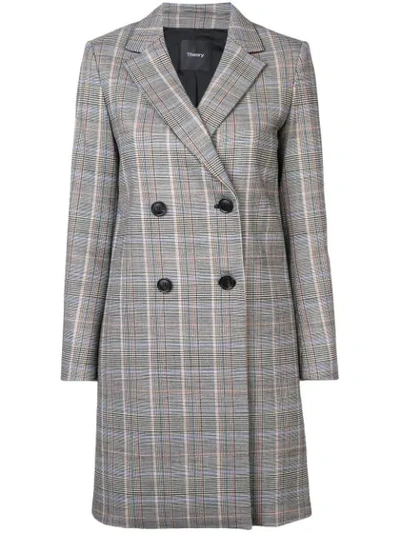 Theory Prince Of Wales Checked Wool-blend Blazer In Multicolour