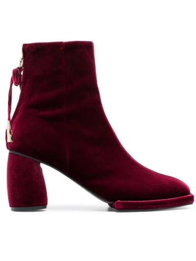 Reike Nen Burgundy 80 Velvet Ankle Boots In Red