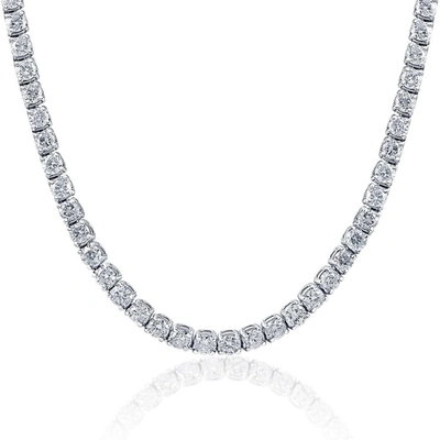 Pompeii3 Huge 23 Ct Diamond Tennis Necklace 14k White Gold 18" In Multi