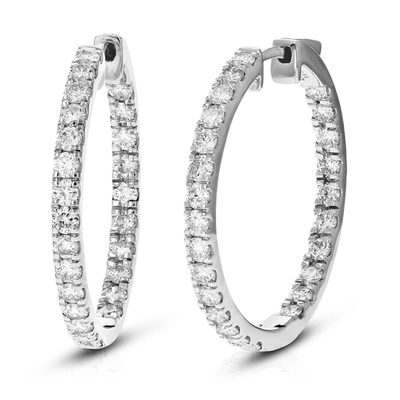 Vir Jewels 3/4 Cttw Round Lab Grown Diamond Hoop Earrings .925 Sterling Silver Prong Set 3/4 Inch