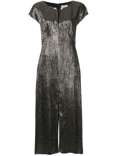 Ingie Paris Slit Detail Lamé Dress - Metallic