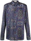 Etro Printed Button Shirt In Blue