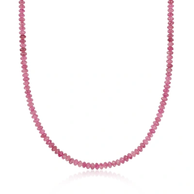 Ross-simons Pink Tourmaline Bead Necklace With 14kt Yellow Gold Magnetic Clasp In Multi