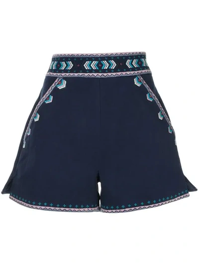 Talitha Embroidered Tailored Shorts In Blue