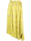Kenzo Floral-print Satin Midi Skirt In Yellow