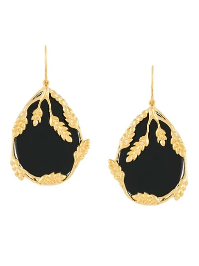 Aurelie Bidermann Francoise Onyx Pendants Earrings In Gold/black
