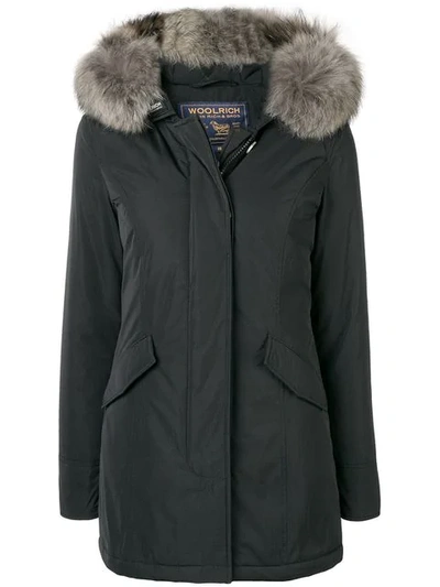 Woolrich Fur Trim Parka In Black