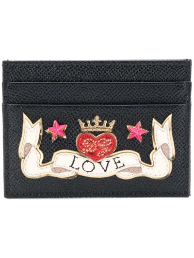 Dolce & Gabbana Love Leather Card Holder In Black