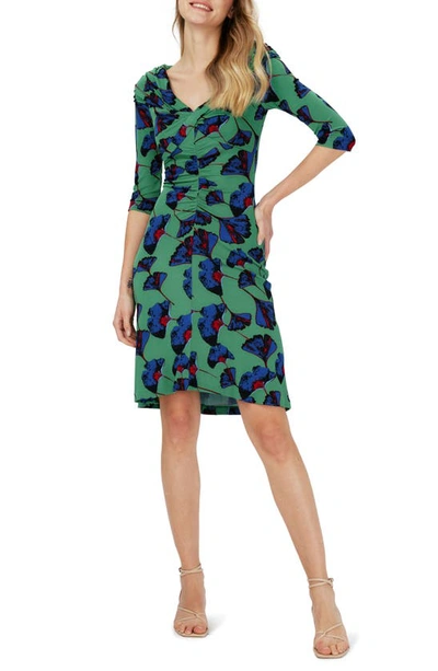 Dvf Jim Floral Ruched Dress In Falling Gingko Venus Gn Med