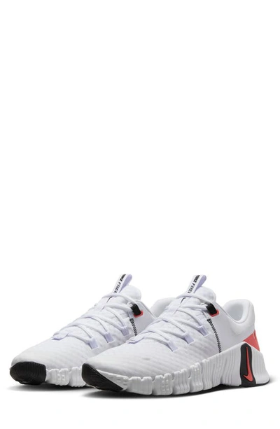Nike Free Metcon 5 Training Shoe In White/ Bright Crimson/ Black