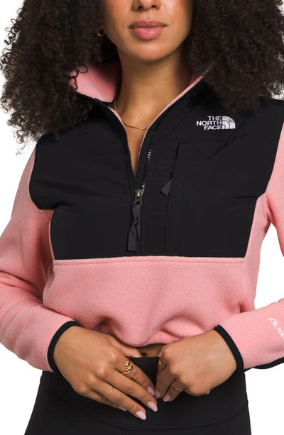 The North Face Denali Water Repellent Crop Jacket In Shady Rose/ Tnf Black