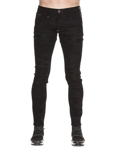 Philipp Plein Camou Jeans In Black