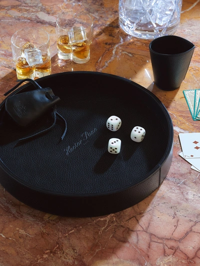 Hector Saxe Leather Dice Set In Black