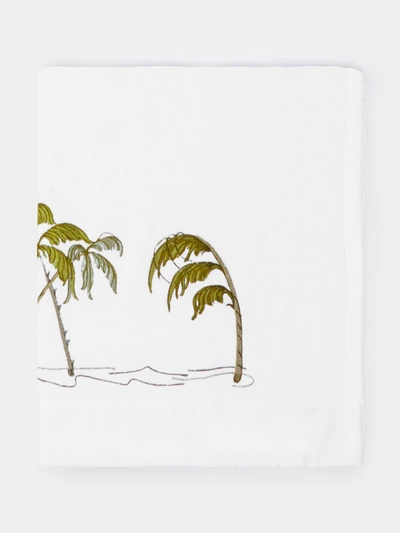 Loretta Caponi Palm Tree Embroidered Cotton Bath Towel In Multi