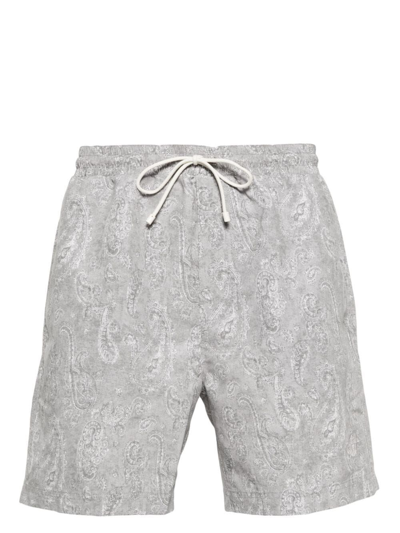 Brunello Cucinelli Bandana-print Swim Shorts In Grey