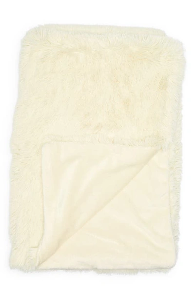 Bcbg Faux Fur Throw Blanket In White Alyssum