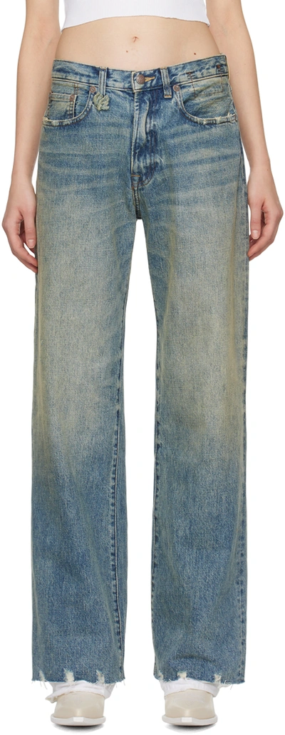 R13 Blue D'arcy Loose Jeans In Clinton Blue