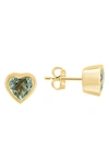 Effy Stone Heart Stud Earrings In Yellow Gold/ Green