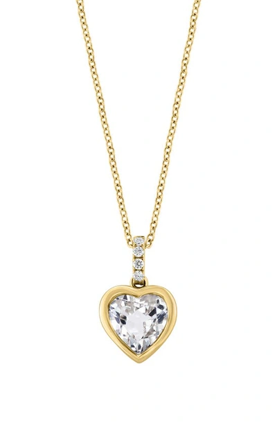 Effy White Topaz & Diamond Heart Pendant Necklace In Gold