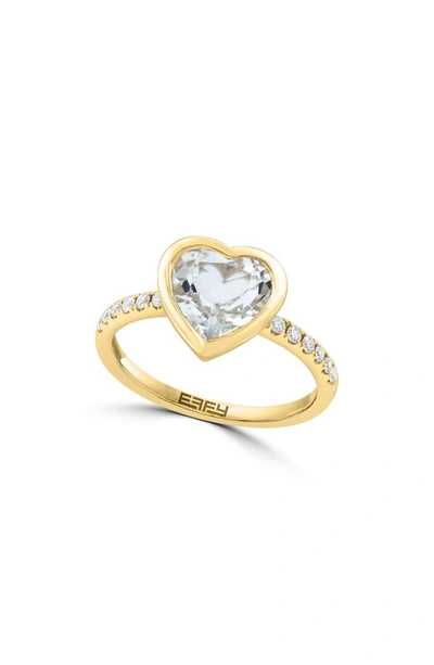 Effy Heart Cut White Topaz & Diamond Ring In Gold