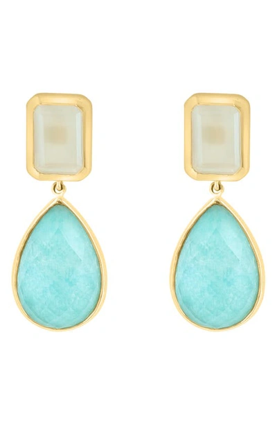 Effy 14k Gold Quartz & Amazonite Drop Earrings In Yellow Gold Multi