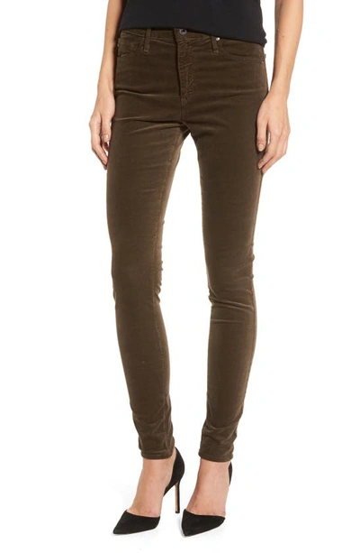 Ag The Farrah High Waist Velvet Jeans In Dried Seaweed