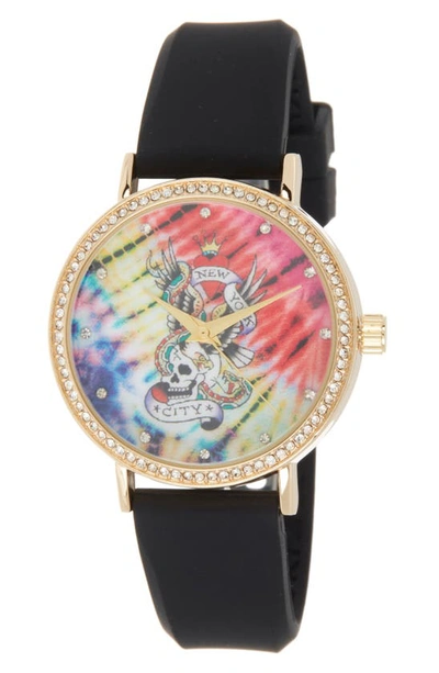 I Touch Ed Hardy Silicone Strap Watch, 38mm In Black