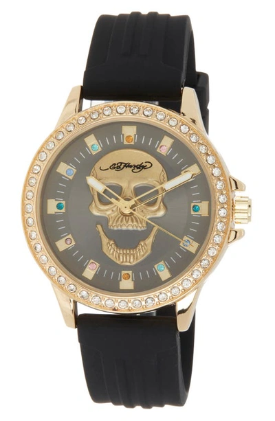 I Touch X Ed Hardy Silicone Strap Watch, 38mm In Gold