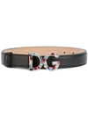 Dolce & Gabbana Bejewelled Buckle Belt In Black