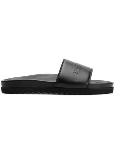 Buscemi Slides Sport Logo Leather Sliders In Black