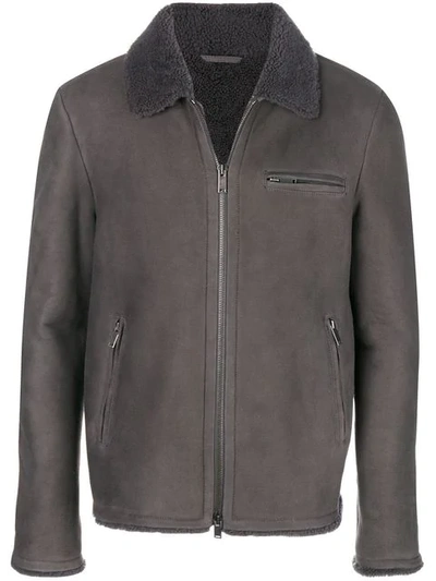 Desa Collection Shearling Lined Jacket In Grey