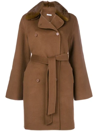 P.a.r.o.s.h . Mink Fur Trim Coat - Brown