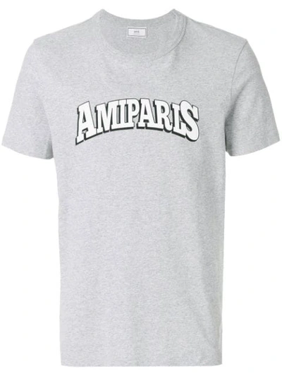 Ami Alexandre Mattiussi Logo-print Cotton-jersey T-shirt In Grey