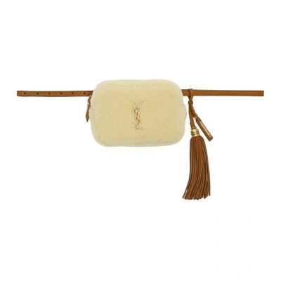 Saint Laurent White Shearling Lou Belt Bag In 1875 Natura