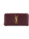 Saint Laurent Monogram Zip Around Wallet In Red