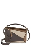 Loewe Small Puzzle Tricolor Leather Bag - Brown In Dark Taupe Multitone