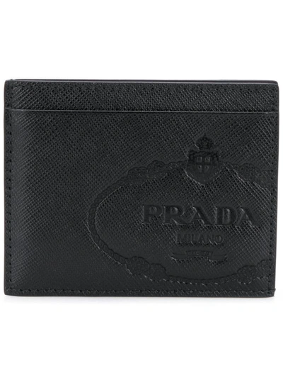 Prada Logo-debossed Saffiano-leather Cardholder In F0002