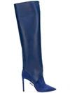 Jimmy Choo Hurley 100 Pop Blue Suede And Calf Leather Two-piece Knee-high Booties