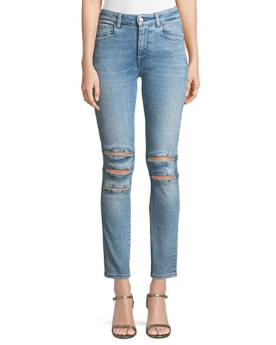 Acynetic Kelly Sharon Willa Studded Skinny Ankle Jeans In Medium Blue