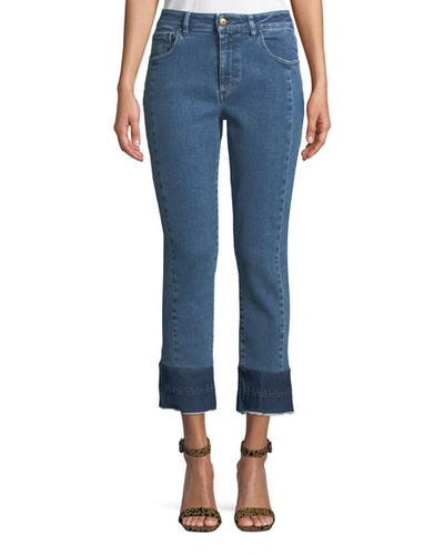 Acynetic Tiana Cropped Raw-hem Jeans In Medium Blue