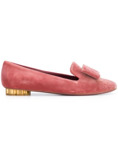 Ferragamo Sarno Velvet Loafers With Vara Bow In Pink