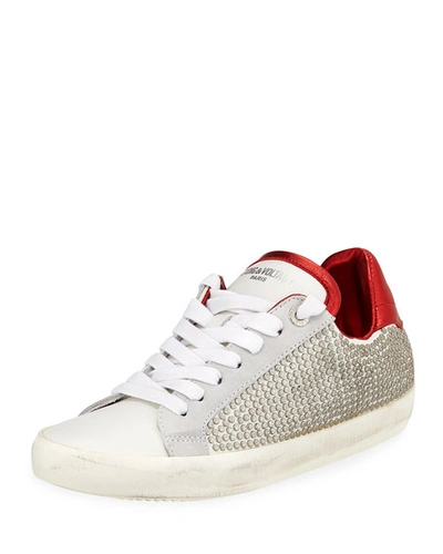 Zadig & Voltaire Women's Zadig Sides Studs Lace Up Leather Sneakers In Blanc
