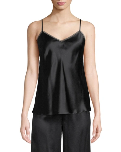 Neiman Marcus V-neck Silk Camisole In Black