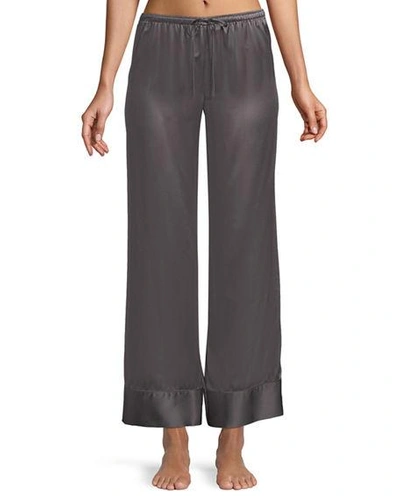 Neiman Marcus Relaxed Silk Lounge Pants In Gray
