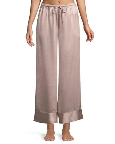 Neiman Marcus Relaxed Silk Lounge Pants In Creme Brulee
