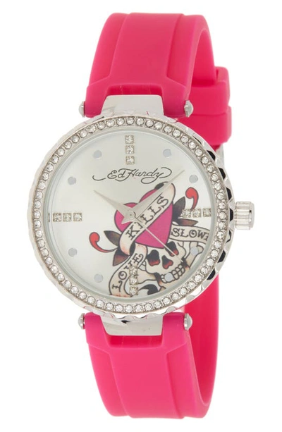 I Touch X Ed Hardy Silicone Strap Watch, 36mm In Pink