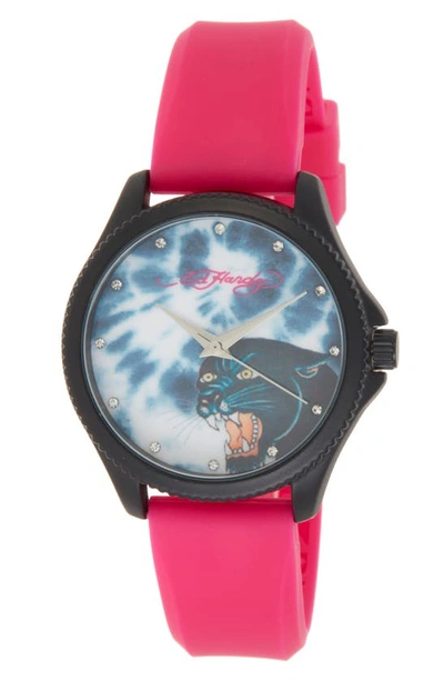 I Touch Ed Hardy Silicone Strap Watch, 38mm In Pink