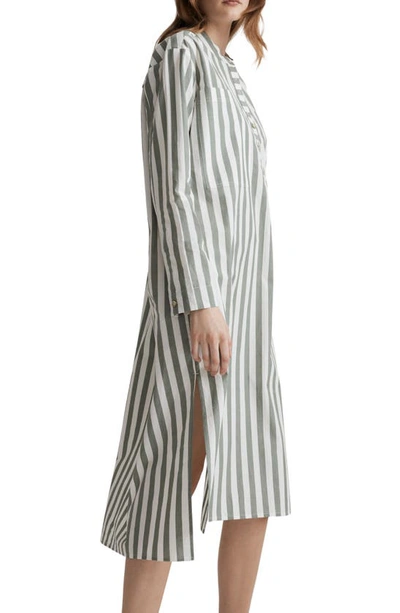 Madewell Stripe Oversize Poplin Midi Dress In Simply Sage